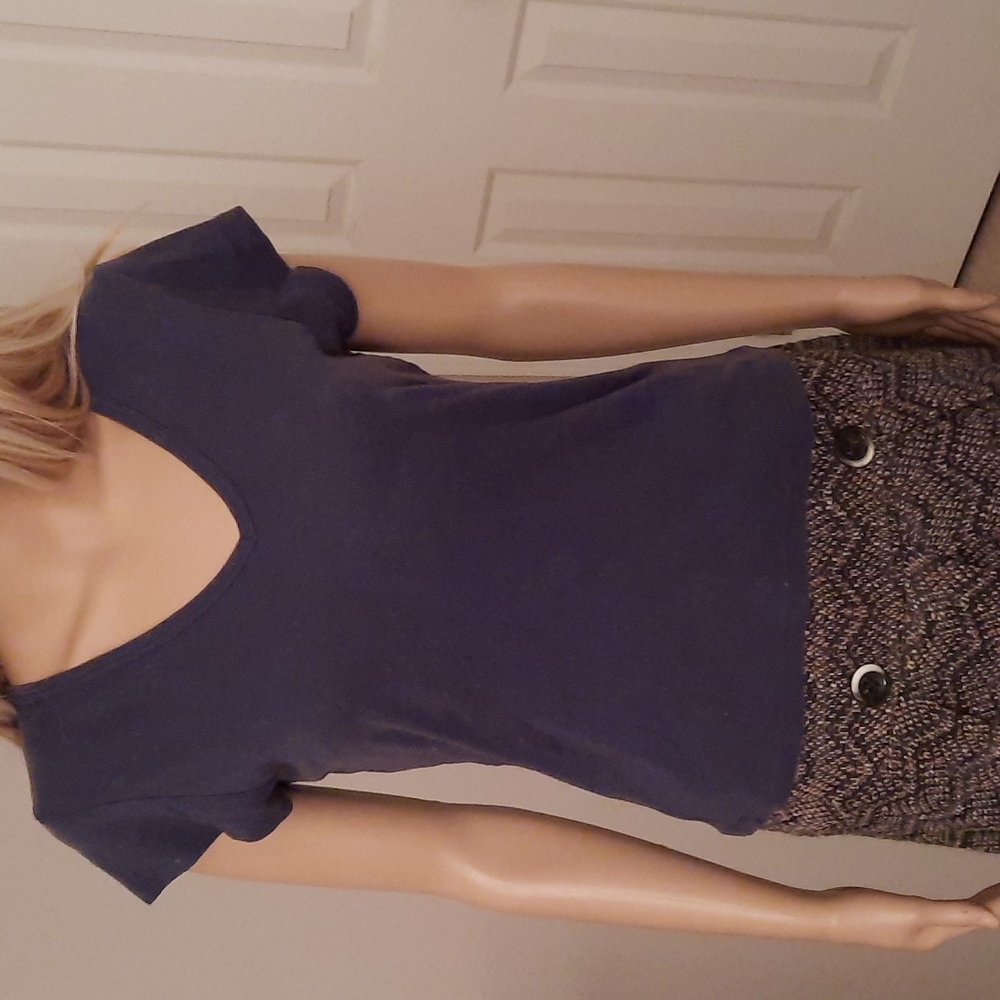 Blue cotton v neck T-shirt